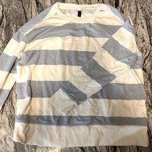 White & Blue striped sweater, size M, long-sleeved